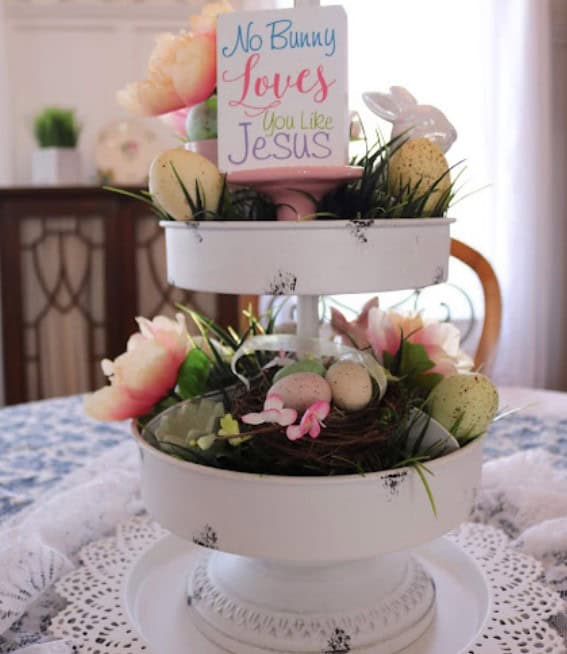 easter tiered tray