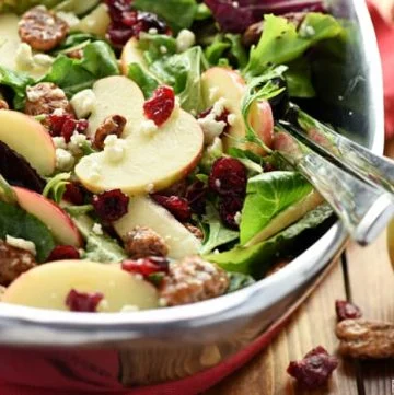 25 Best Fall Salads 30 Honeycrisp Apple Cranberry Pecan Blue Cheese Mixed Greens Salad Thanksgiving Christmas Recipe by Five Heart Home 700pxHoriz 360x361 1