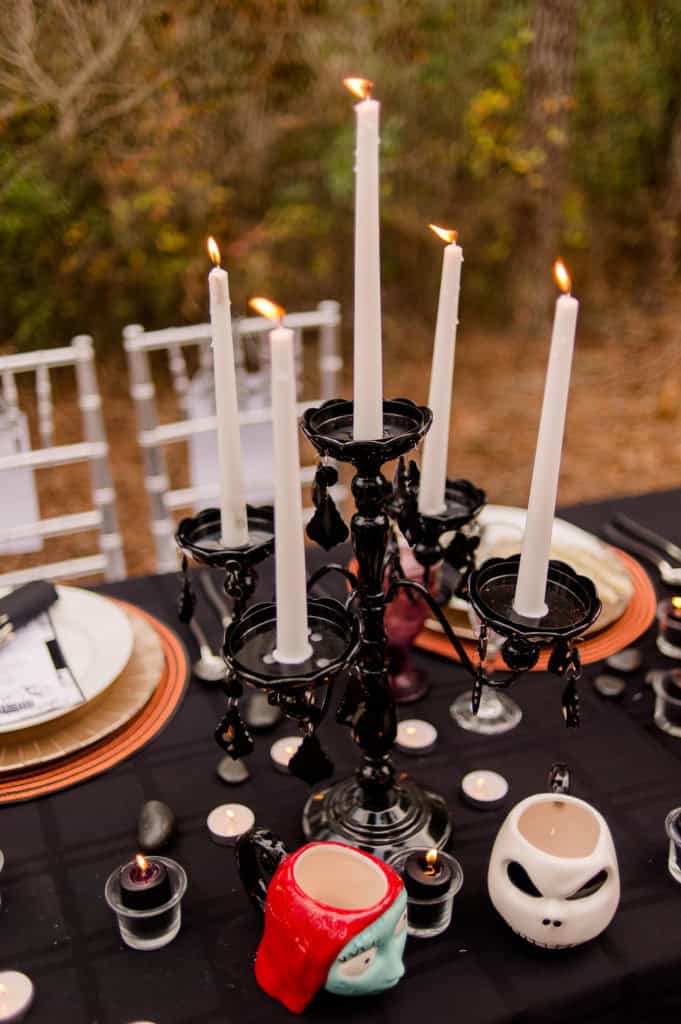 19 Elegant Halloween Tablescape 13 JackandSallyHalloweenTablescape Centerpiece