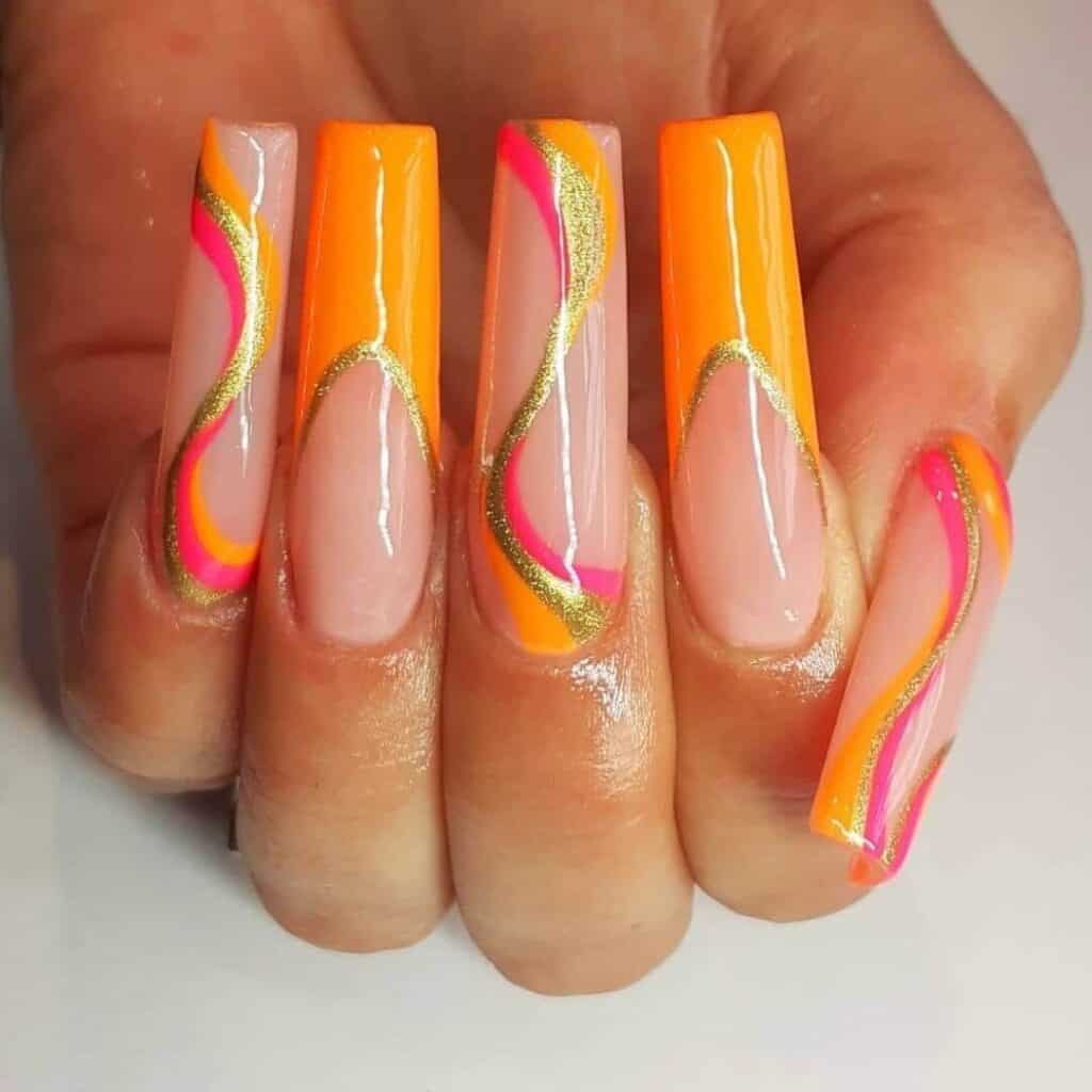 Cheerful and lively summer nail designs with bold hues of azure, rose, and lemon, showcasing seaside themes and flower motifs.