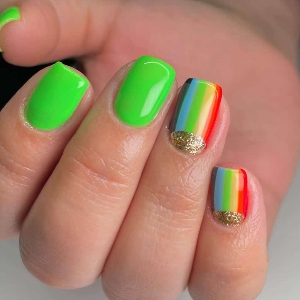 A collection of vibrant and artistic summer nail art on impeccably groomed nails.