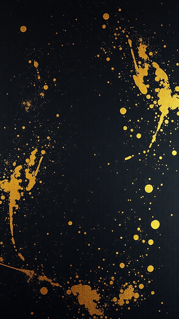 Black canvas with gold splatter design