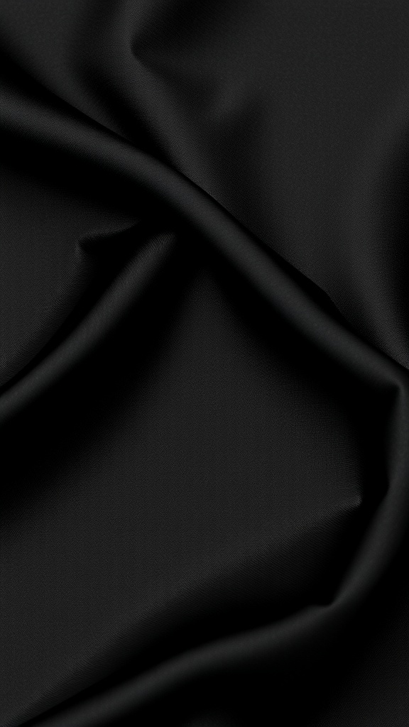Close-up of black silk fabric with smooth texture.