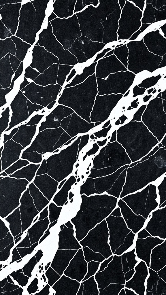 Classic Nero Marquina Marble pattern with black and white veins.