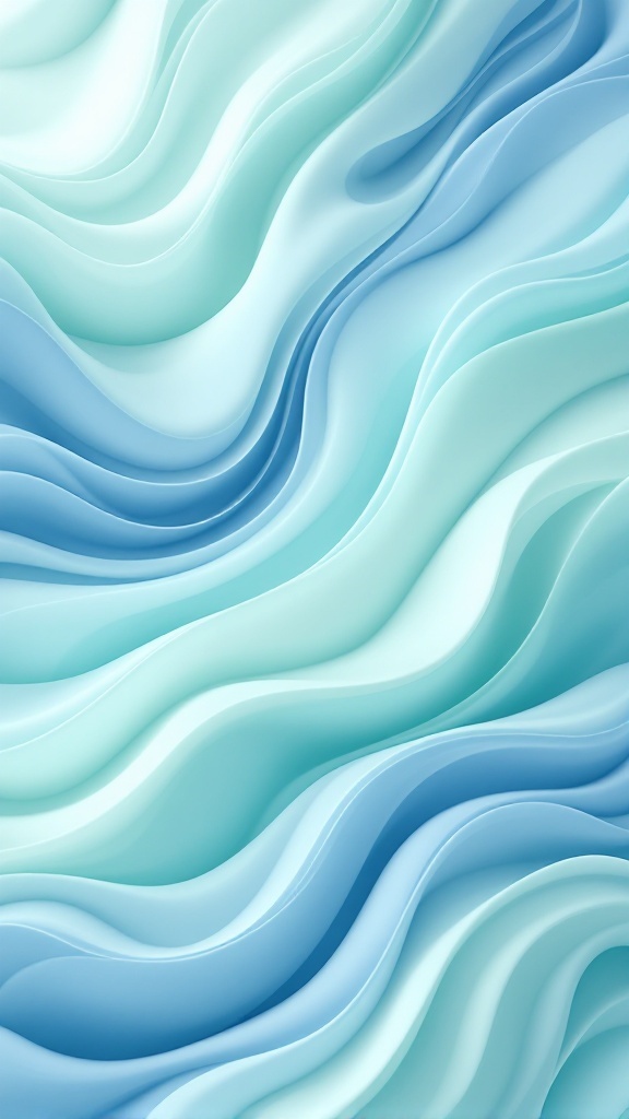Mint green and baby blue wavy lines wallpaper design