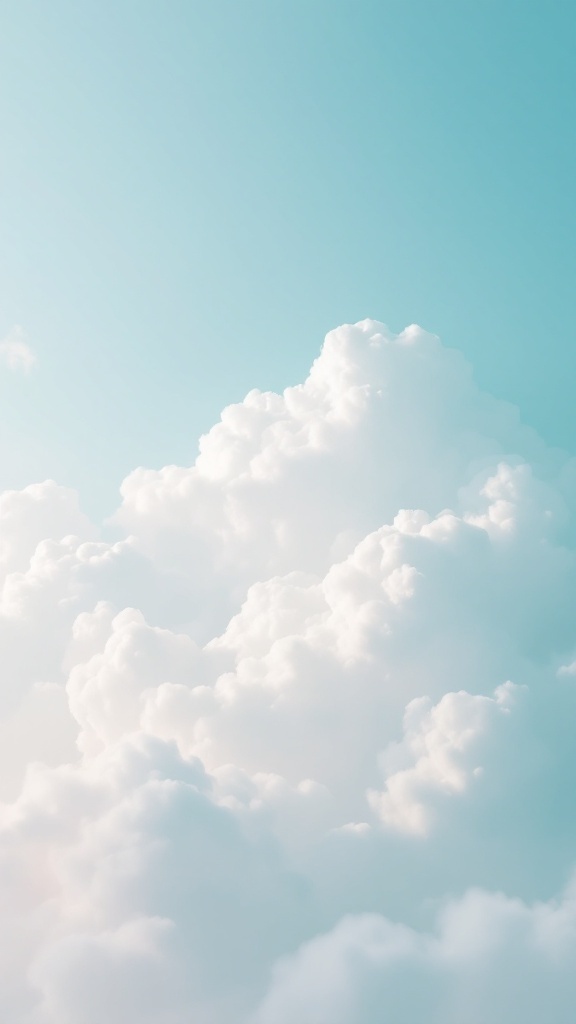 A soft cloudy sky in mint and baby blue shades.