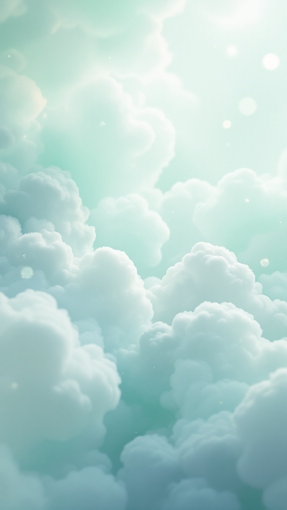Pastel mint and baby blue gradient cloud wallpaper