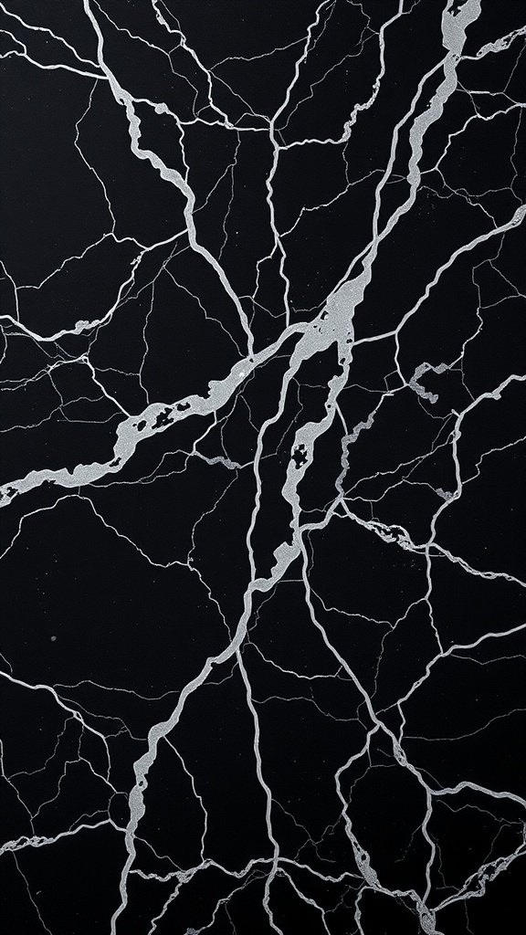 Bold black marble with silver veining pattern