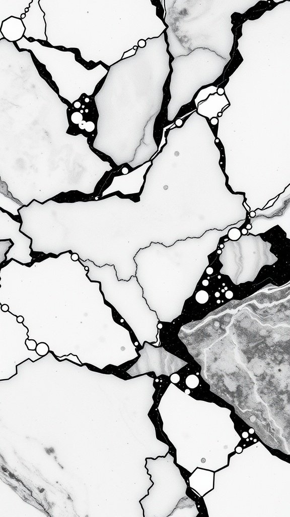 Chic black and white marble wallpaper with glitter accents