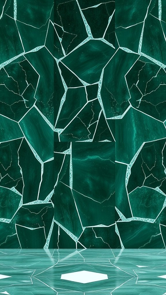 Emerald green marble wallpaper with shimmering glitter
