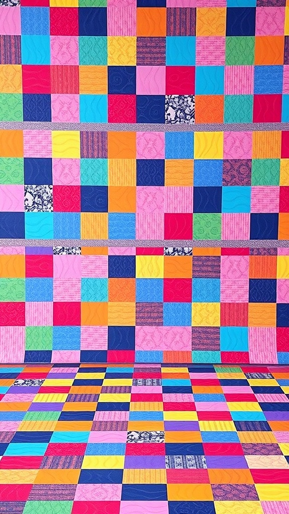 Colorful checkerboard pattern featuring various vibrant squares