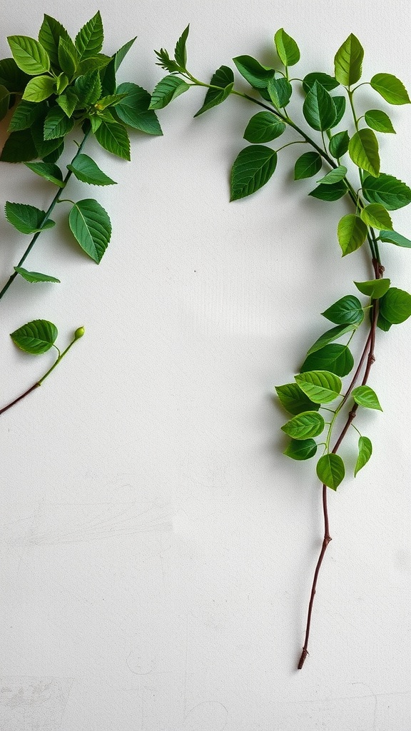 Wallpaper featuring lush green leaves with a faded finish.