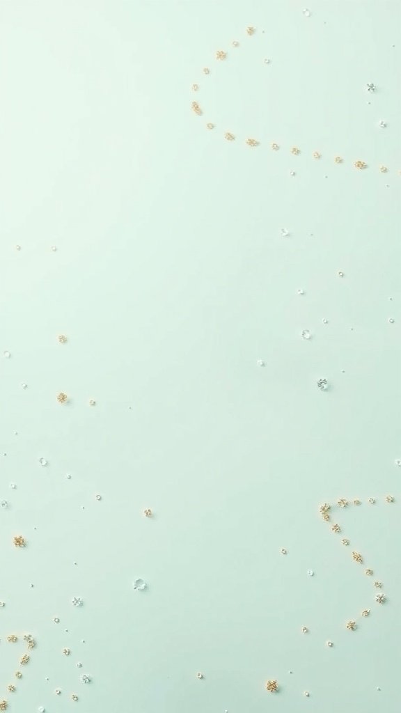 Mint green wallpaper with gold glitter.