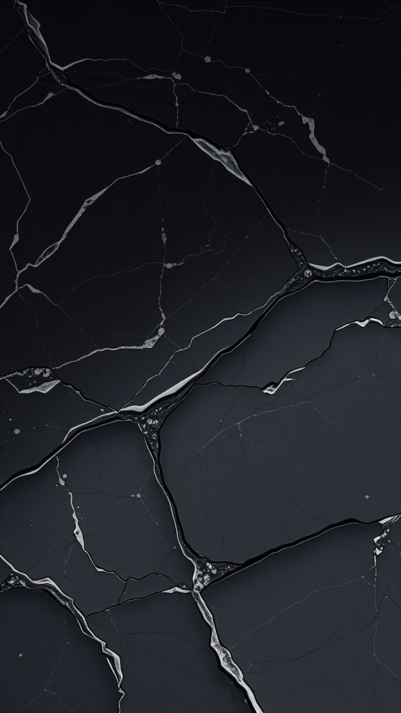 A black obsidian textured wallpaper with shiny cracks and depth.