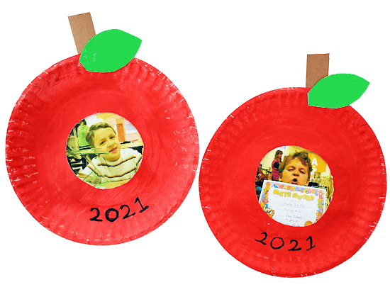 paper plate apple frame craft