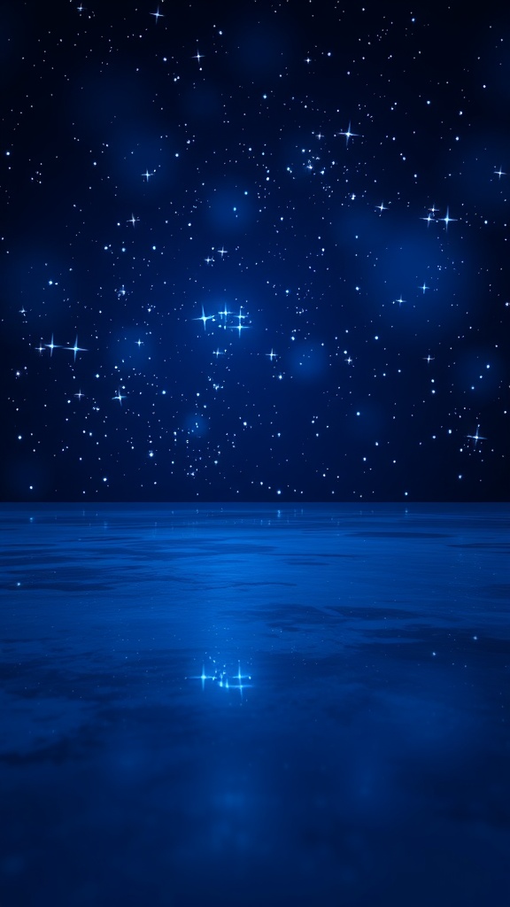 A deep blue night sky filled with sparkling stars