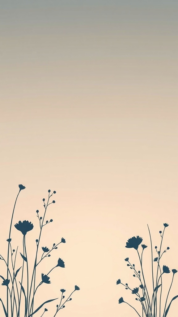 A subtle floral silhouette wallpaper with delicate flowers against a soft gradient background.