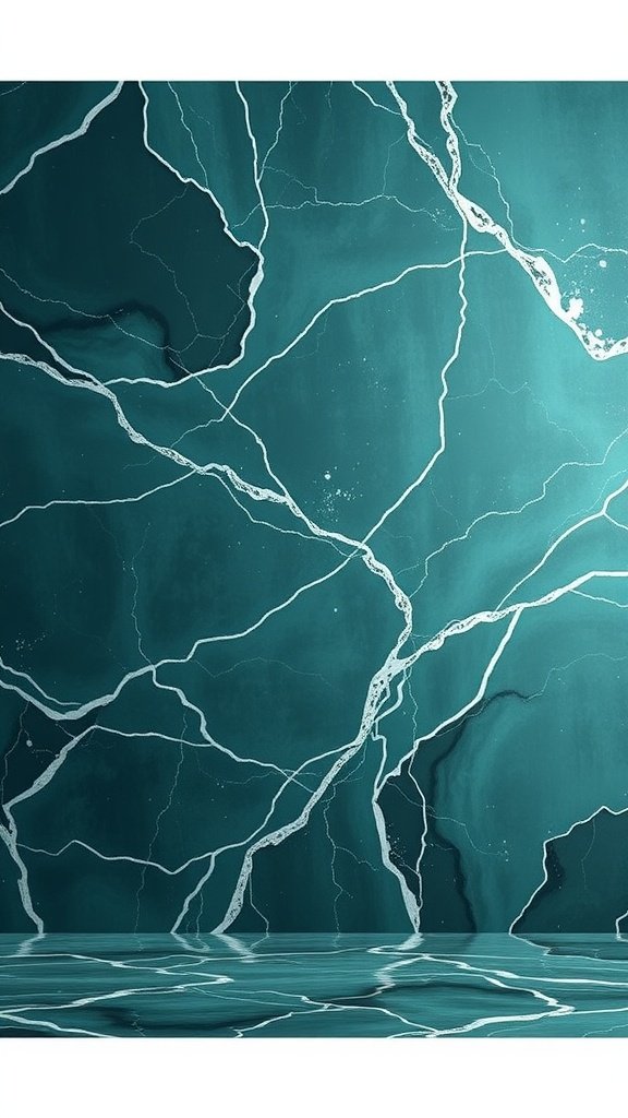 Teal marble wallpaper with glittering highlights