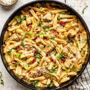 A vibrant array of freshly prepared pasta recipes, including spaghetti, penne, and fusilli, adorned with various sauces, herbs, and garnishes