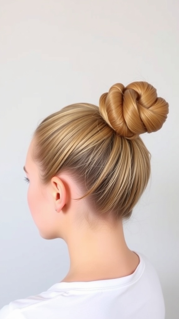 Two buns styled asymmetrically on a bright background