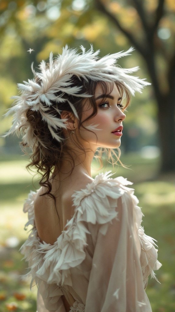A woman with feathered layers in her hair, showcasing softness and movement.