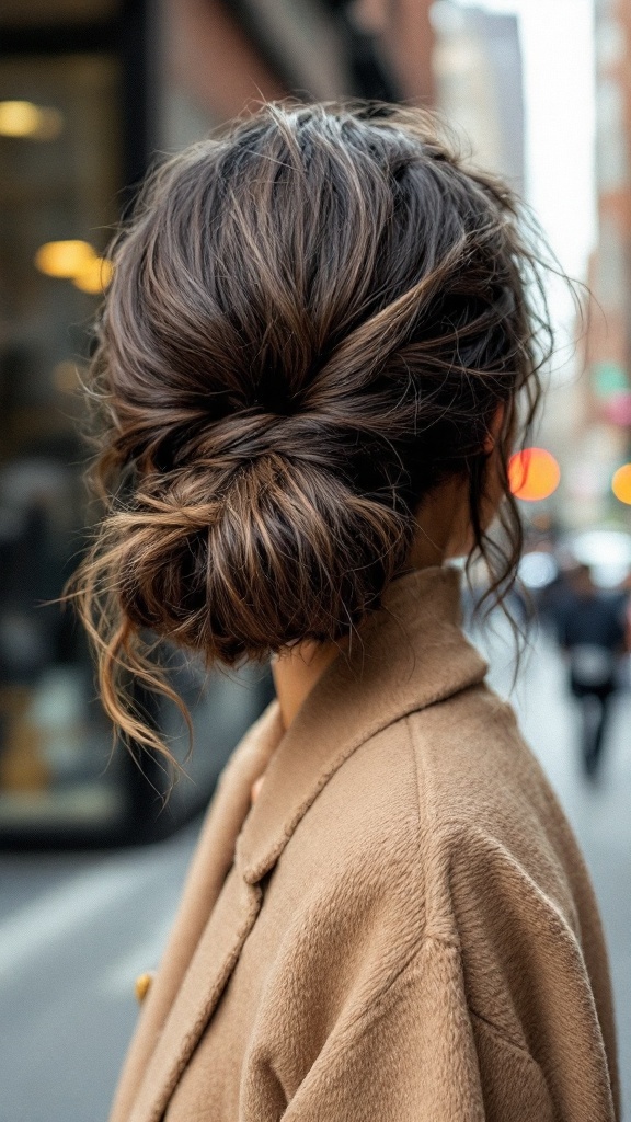 Half-up bouffant hairstyle with textured ends