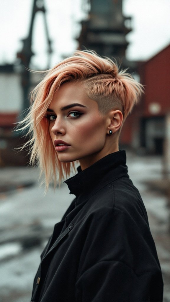 A person with a long angled haircut, showcasing an edgy and modern style.