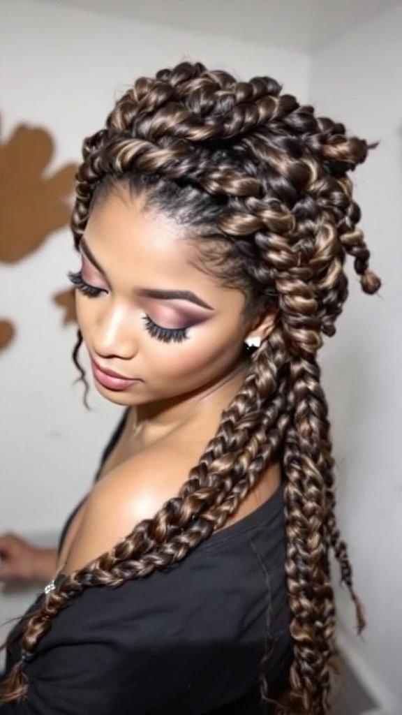 Twisted rope braids with colorful threads