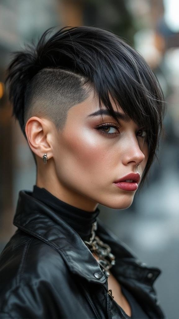 A stylish undercut hairstyle with long hair on top, showcasing a modern and edgy look.