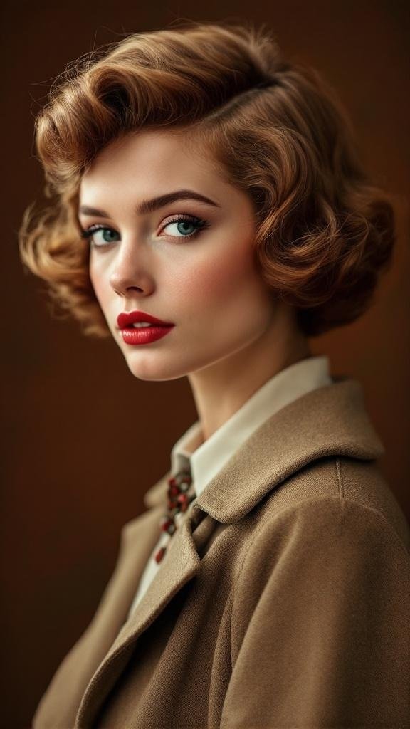 A woman with vintage finger waves hairstyle, showcasing smooth, S-shaped waves.
