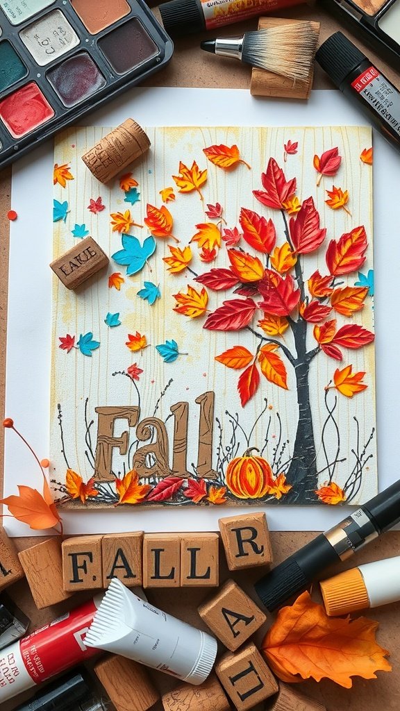 Colorful autumn-themed friendship bracelets made from yarn.