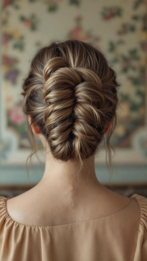 A beautiful double braided updo hairstyle.
