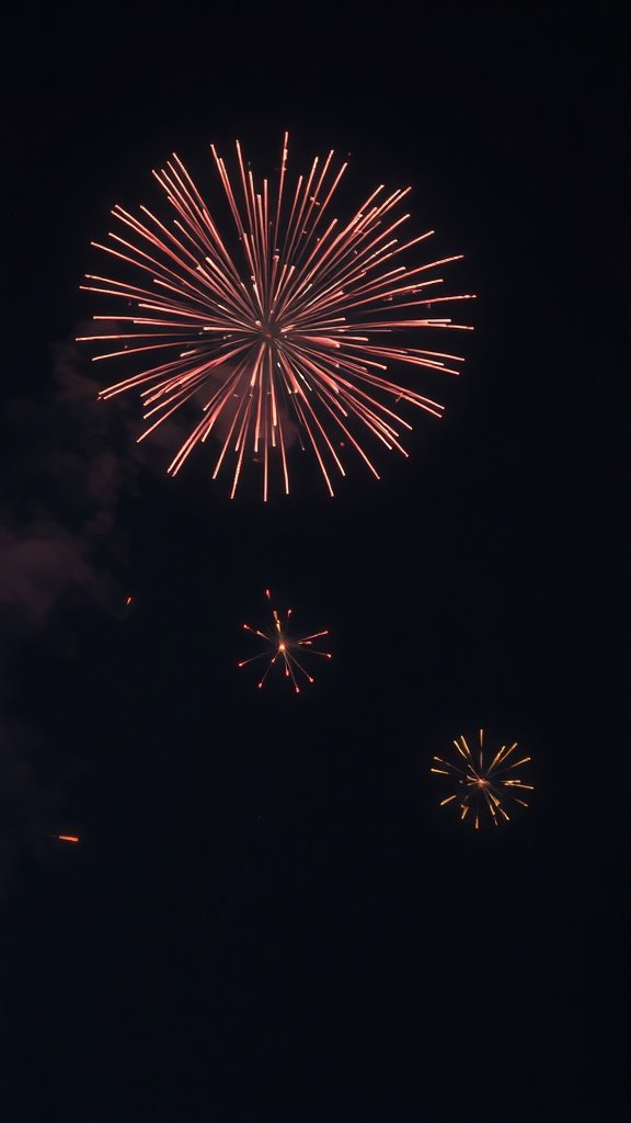 Colorful fireworks bursting in the night sky.
