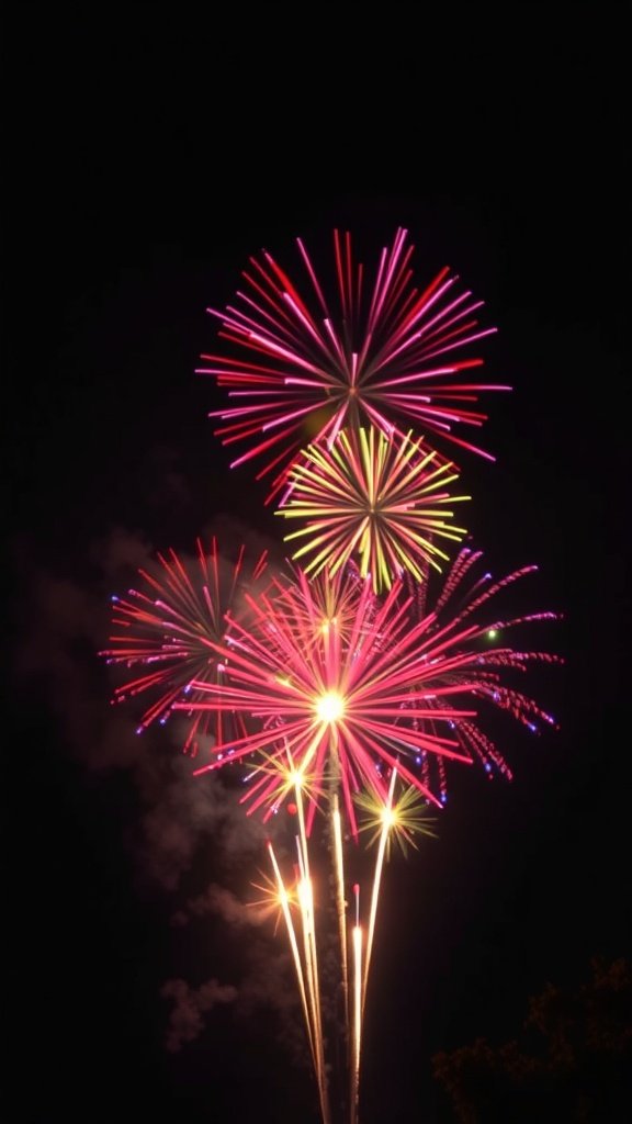 Colorful fireworks display in the night sky