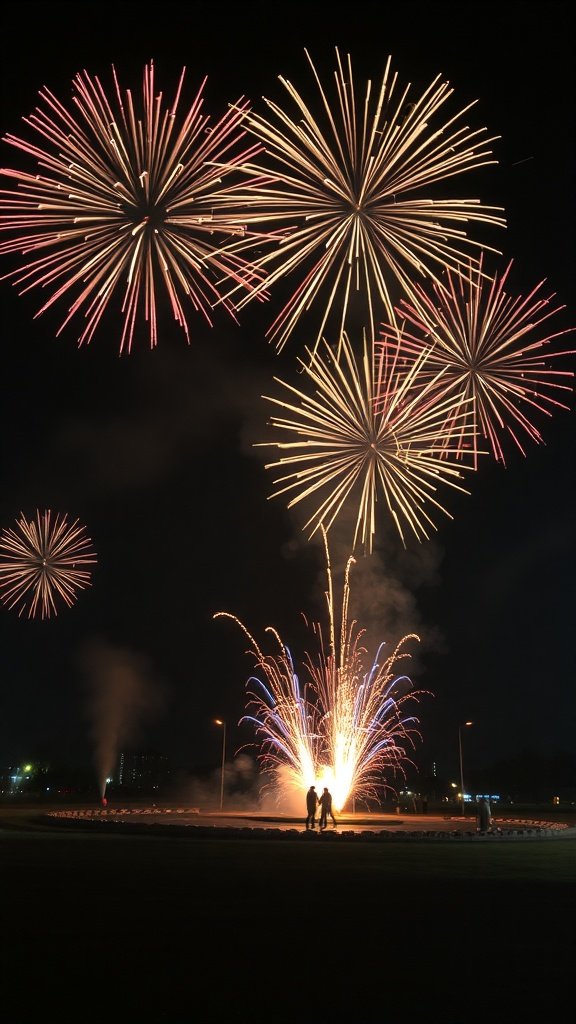 Colorful fireworks lighting up the night sky