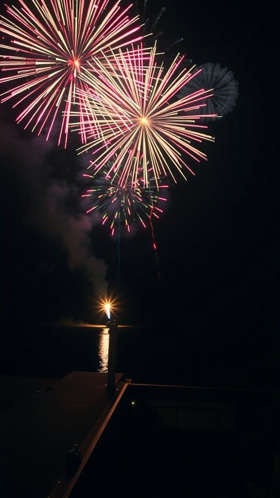 Colorful fireworks exploding in the night sky