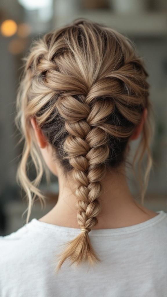 A beautiful waterfall braid hairstyle on short hair.