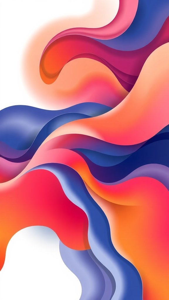 Abstract wallpaper featuring organic fluid shapes in vibrant colors.