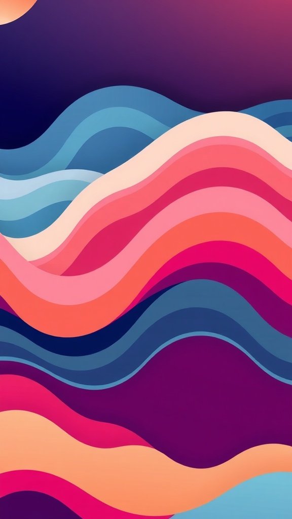 Abstract wallpaper featuring dynamic wave patterns in soft colors.