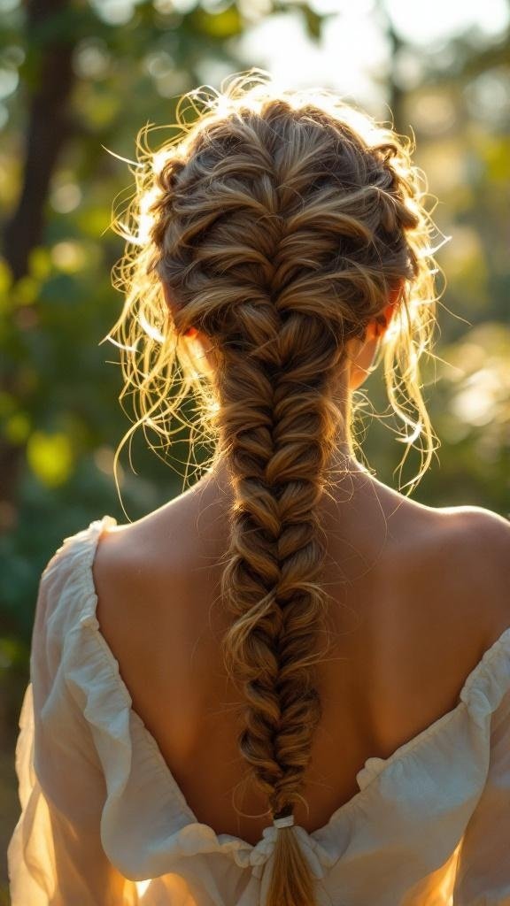 A beautiful waterfall braid hairstyle showcasing cascading strands.