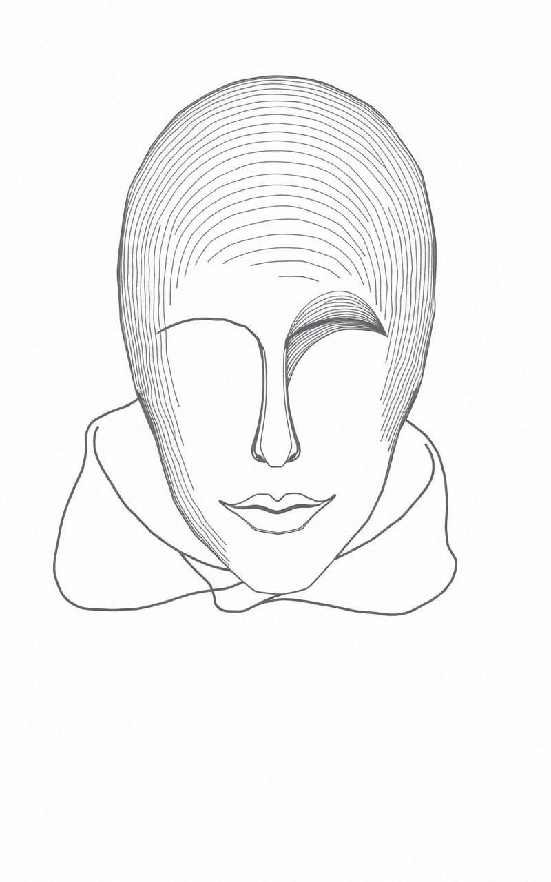 Abstract Faces Formed By Continuous Lines