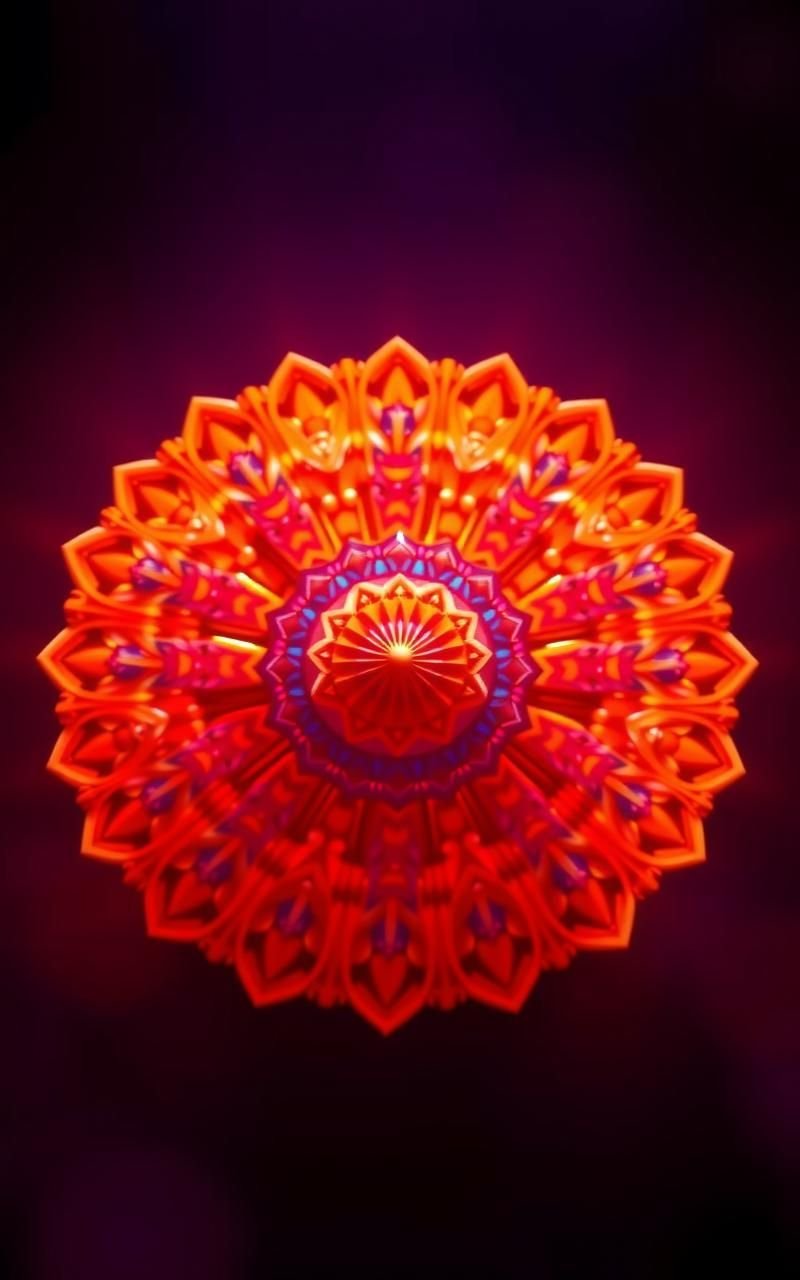 Bright Orange Mandala With Radiant Energy