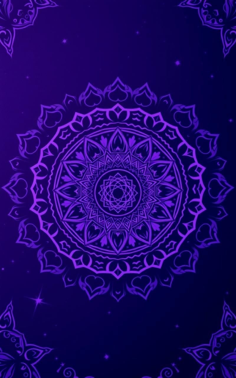 Deep Purple Mandala With Mystical Symbols