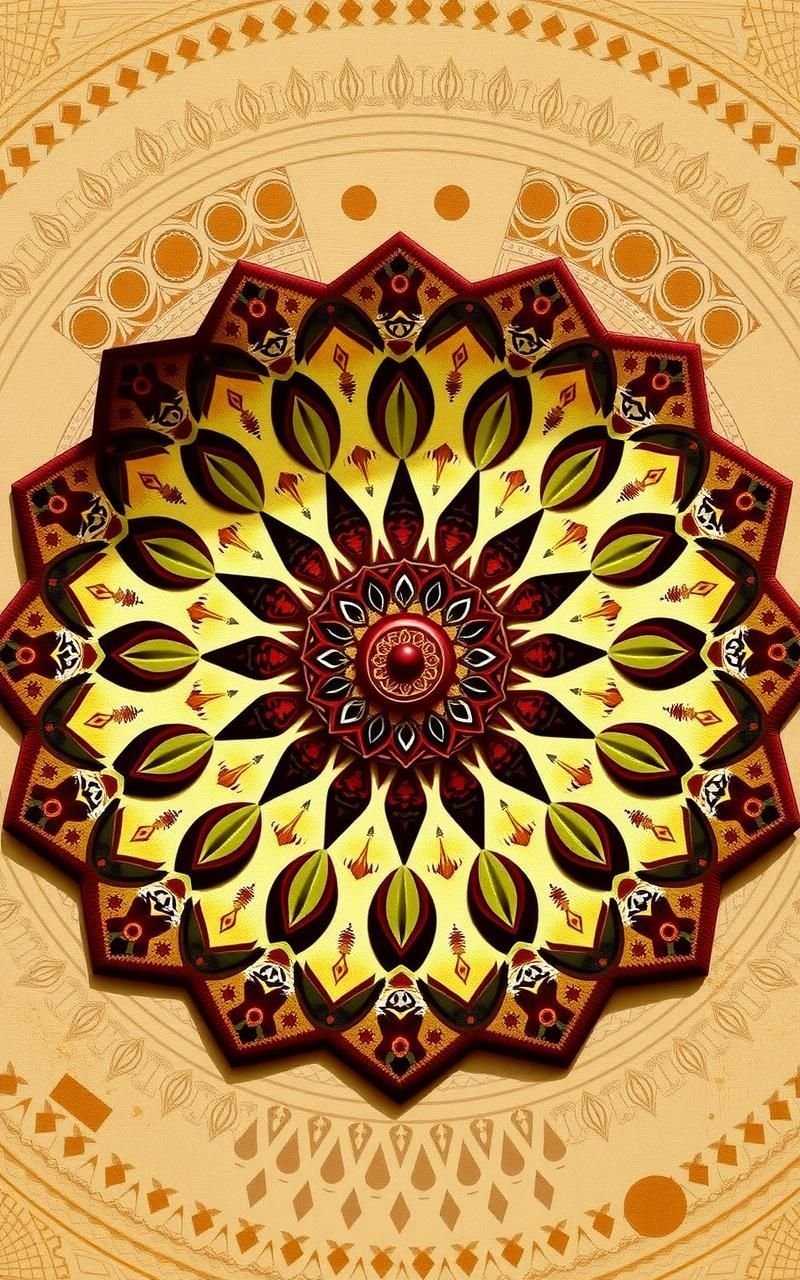 Earth-Toned Mandala With Tribal Patterns