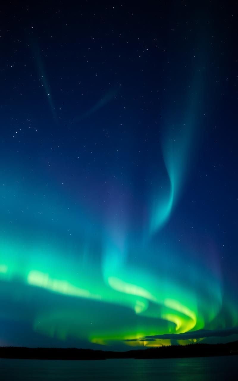 Iridescent Aurora Overlapping a Starry Night Sky
