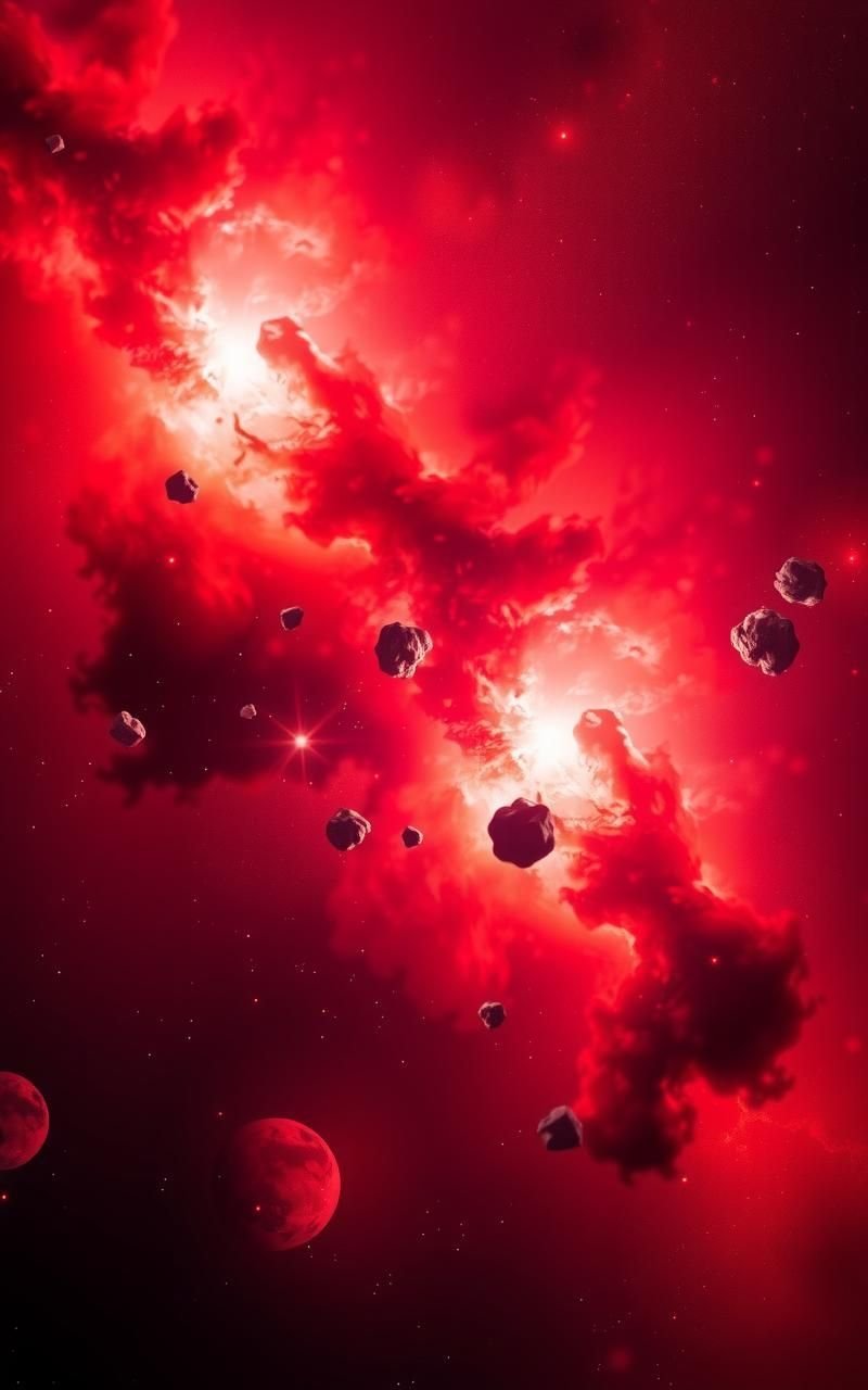 Radiant Nebula with Fiery Red and Orange Hues