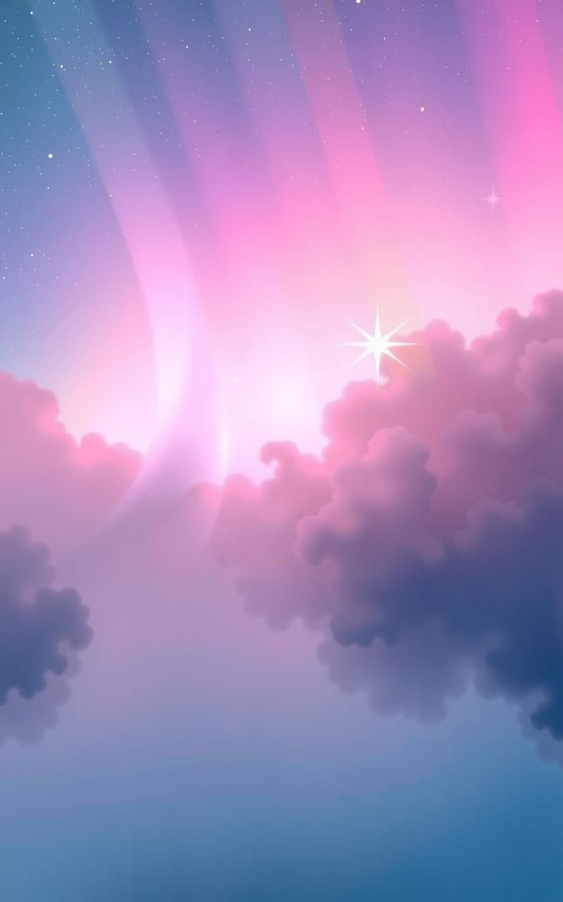 Soft Pastel Aurora Mist Blending Into Starry Sky