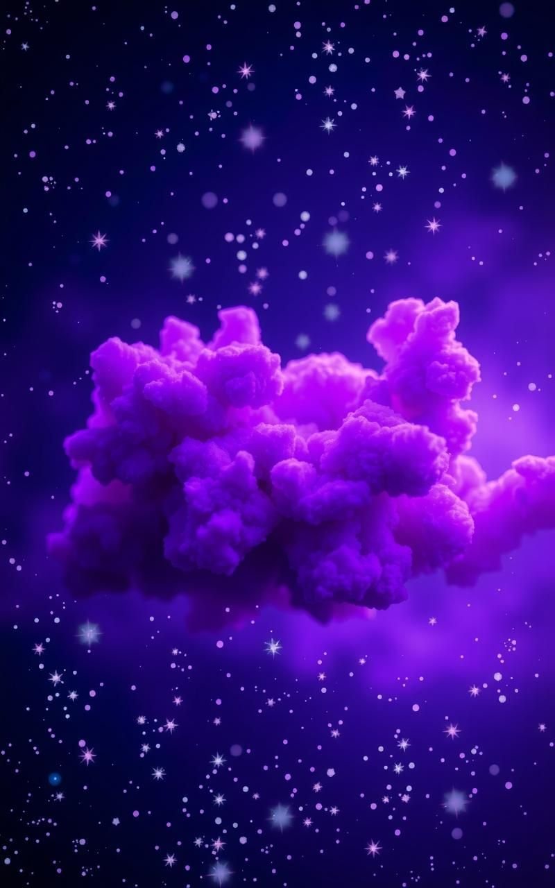 Violet Nebula Cloud with Twinkling Star Highlights