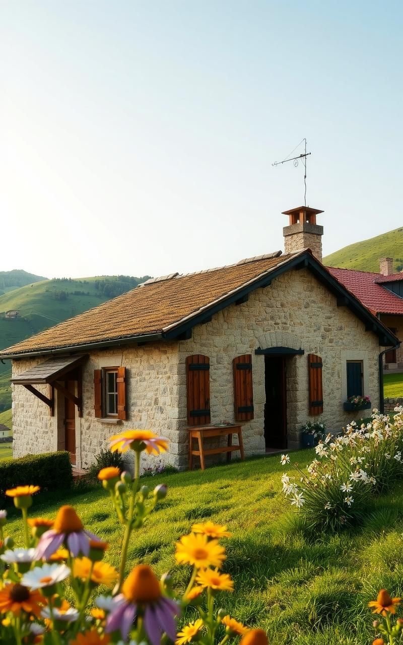 Quaint Cottages Nestled Among Rolling Hills