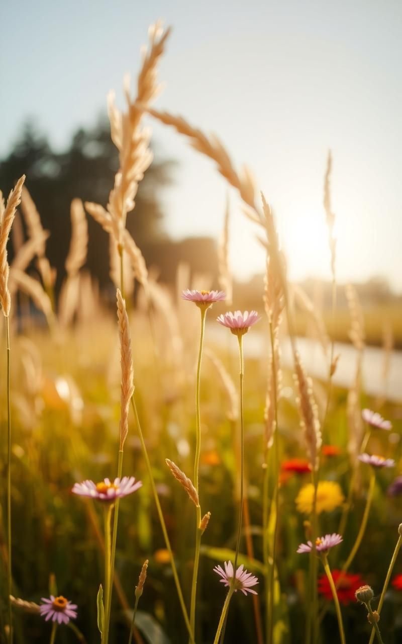 Sunlit Meadows With Dancing Wildflowers